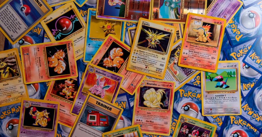 bunch of Pokémon playing cards