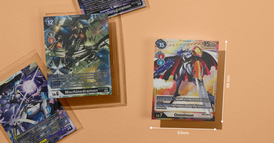 digimon cards in card sleeves