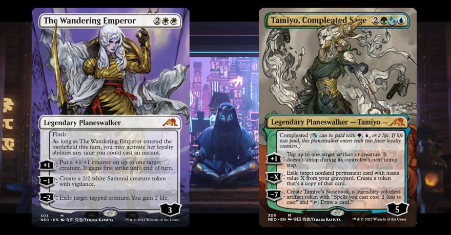 The Wandering Emperor And Tamiyo, Compleated Sage Cards