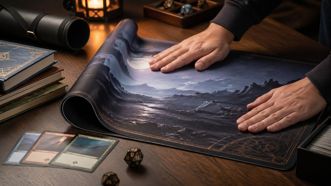 hands flattening playmat