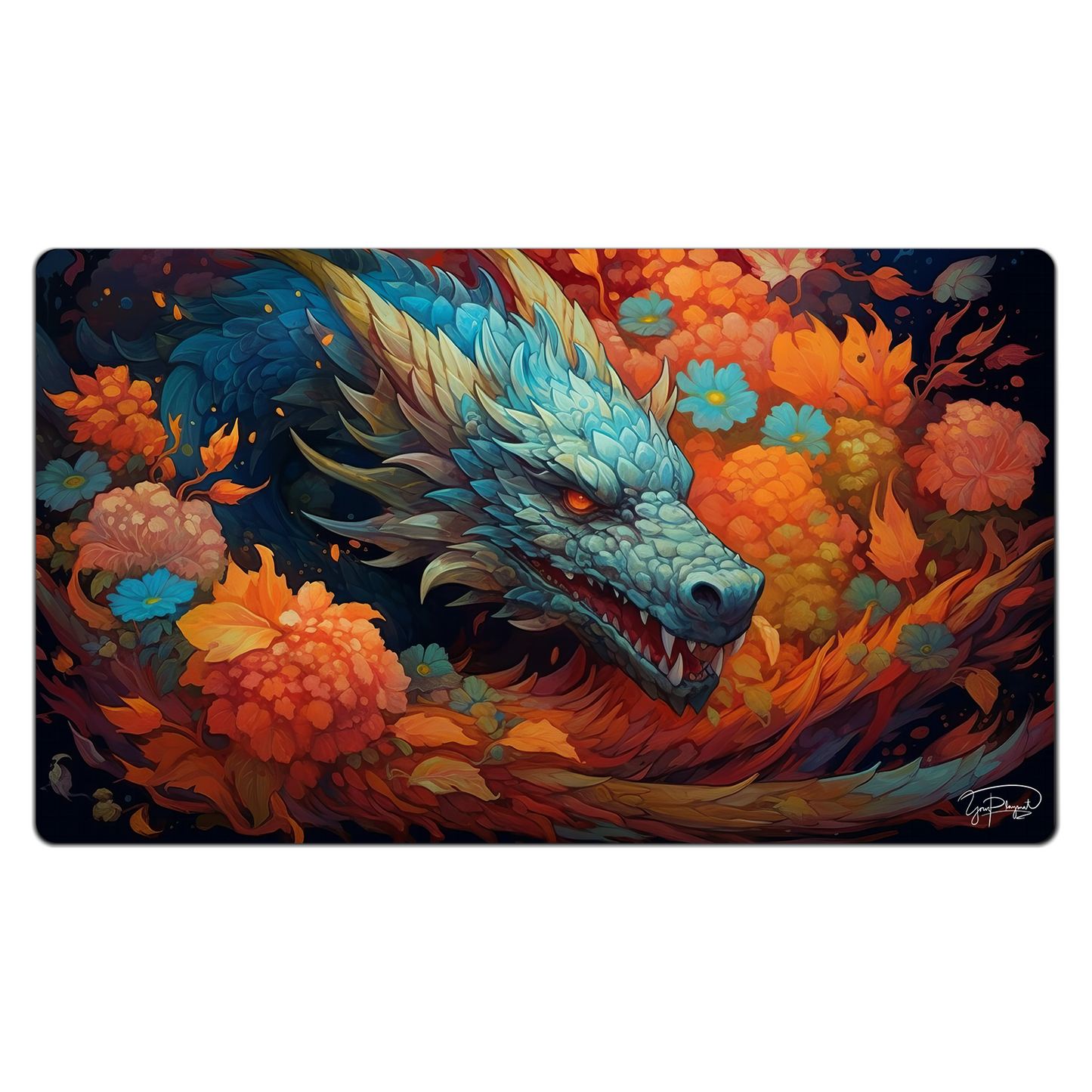 Mythical Floral Dragon Playmat