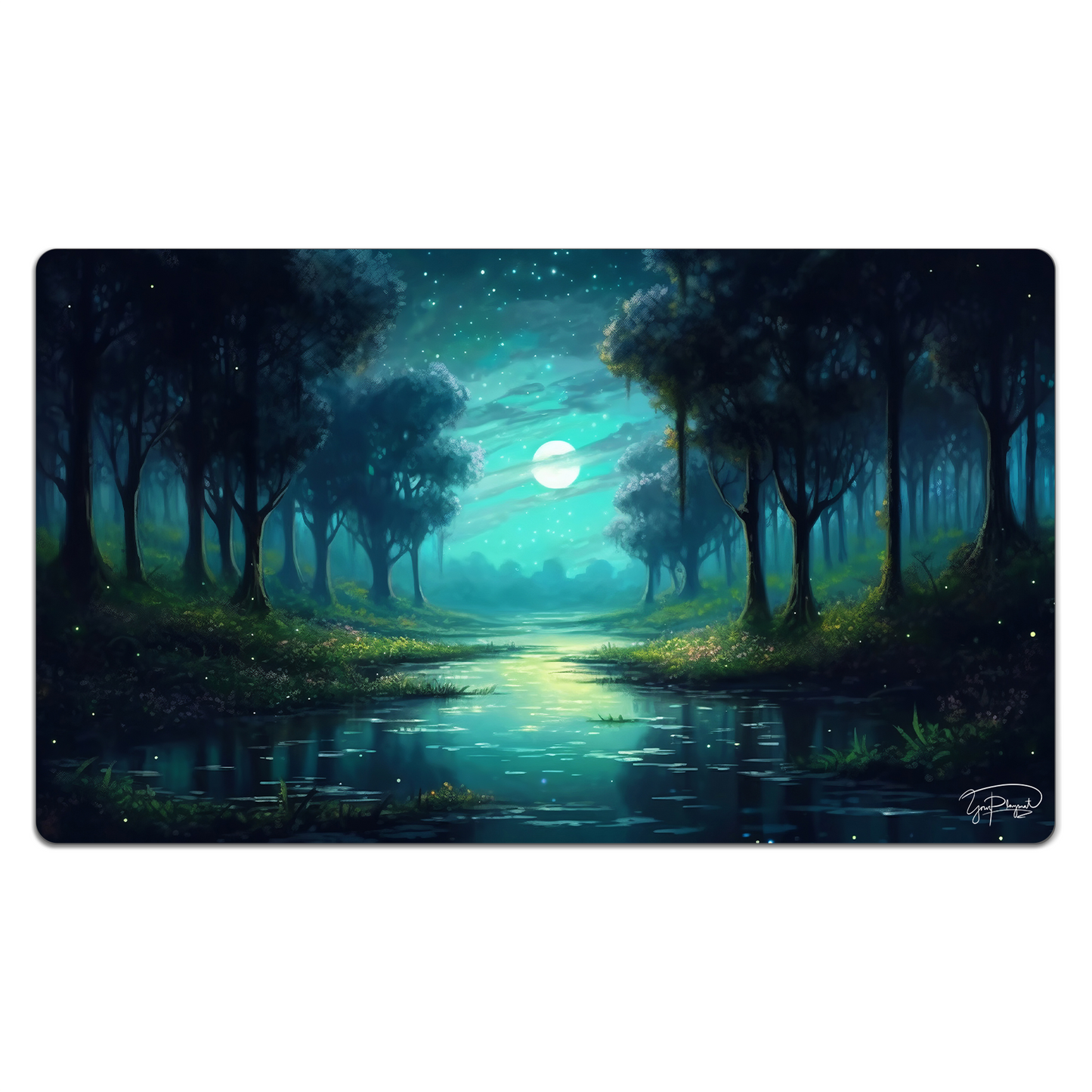 Sparkling Water Reflections in the Nightcore Forest Playmat