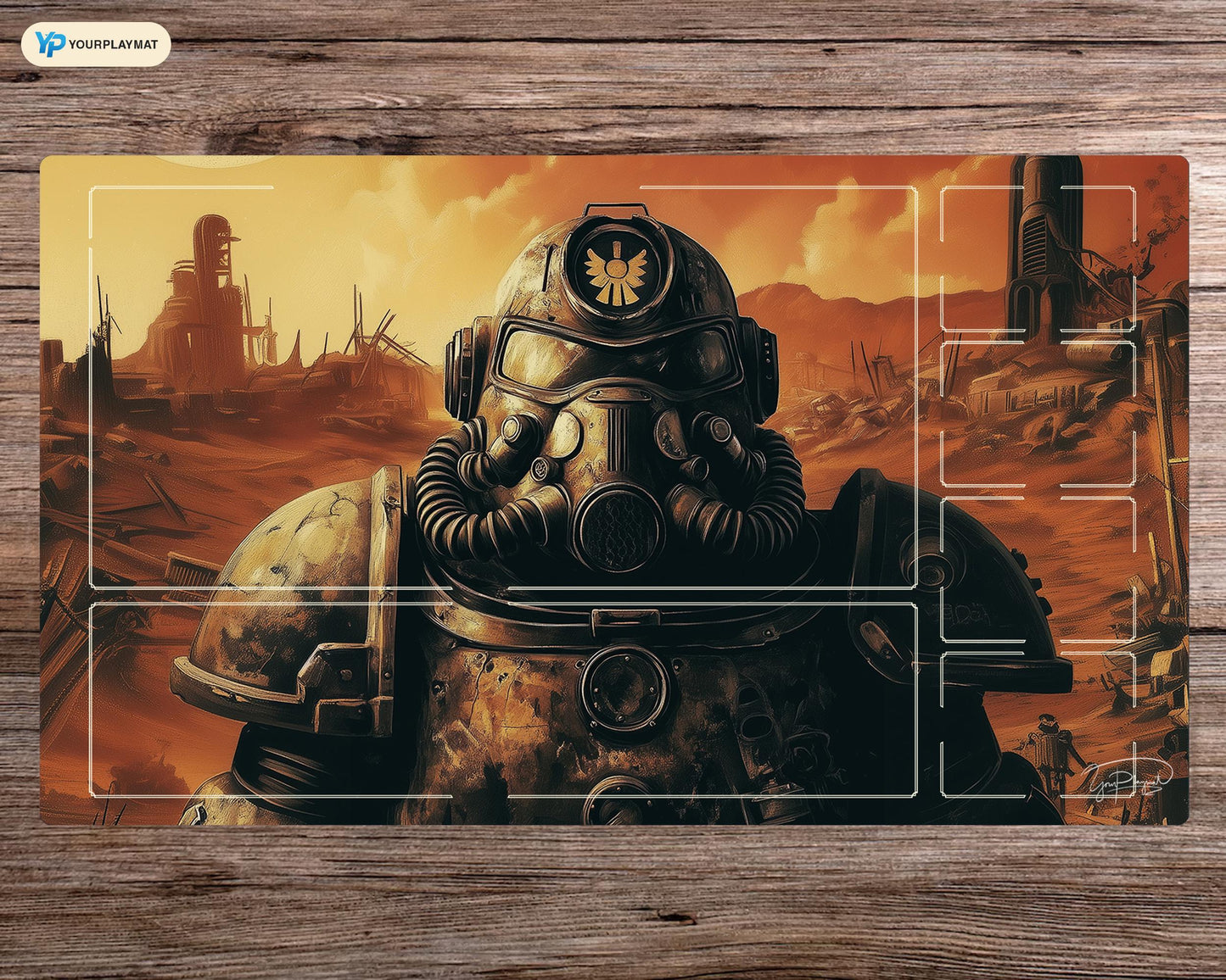 Fallout Sentinel - Main Screen - 24"x14" (600 x 350 mm) - Zoned Playmat MTG with stitched edges