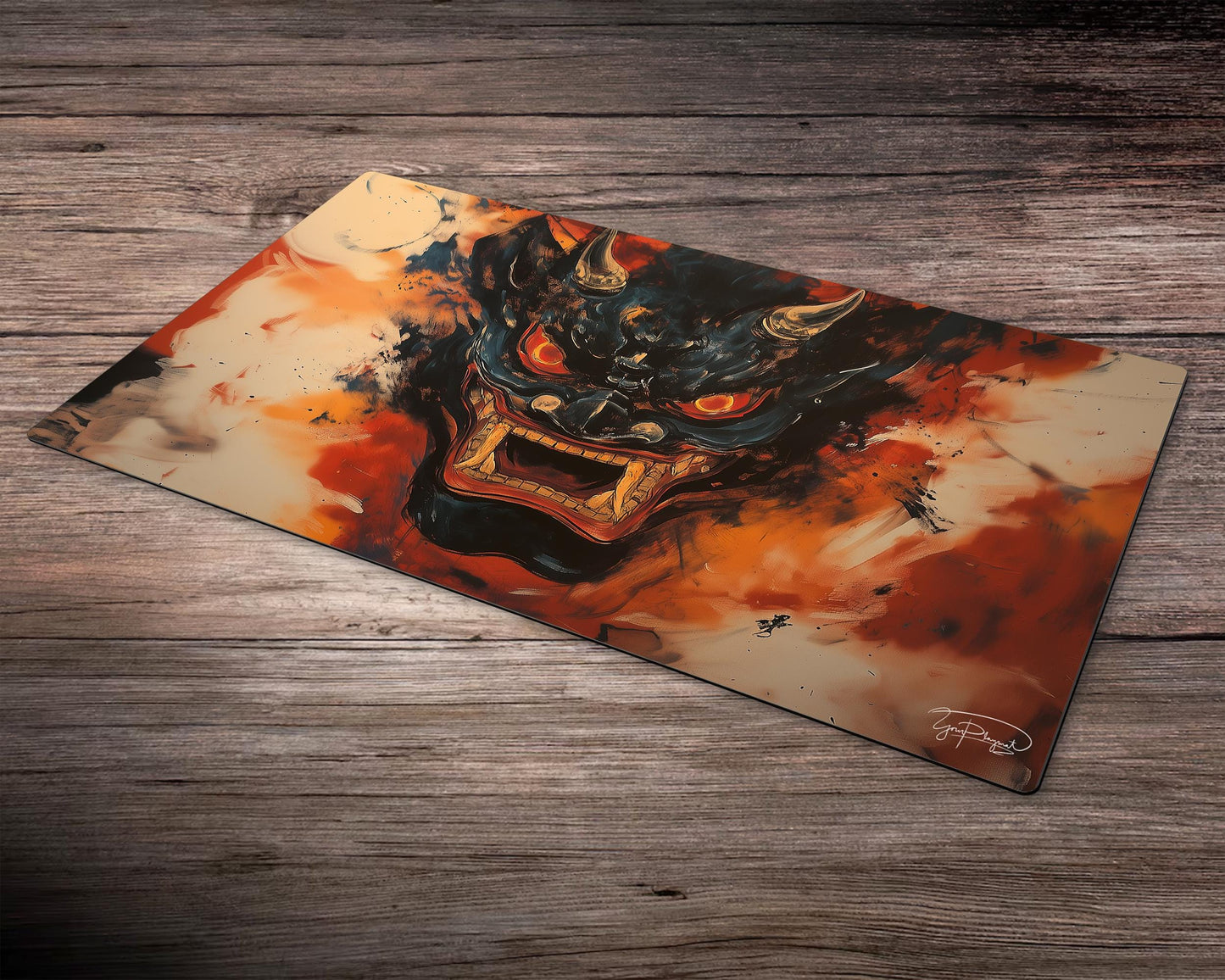 Emberbound Oni's Wrath Yu-Gi-Oh! Playmat - Board Game Mat for TCG, Personalized Table Game Accessories