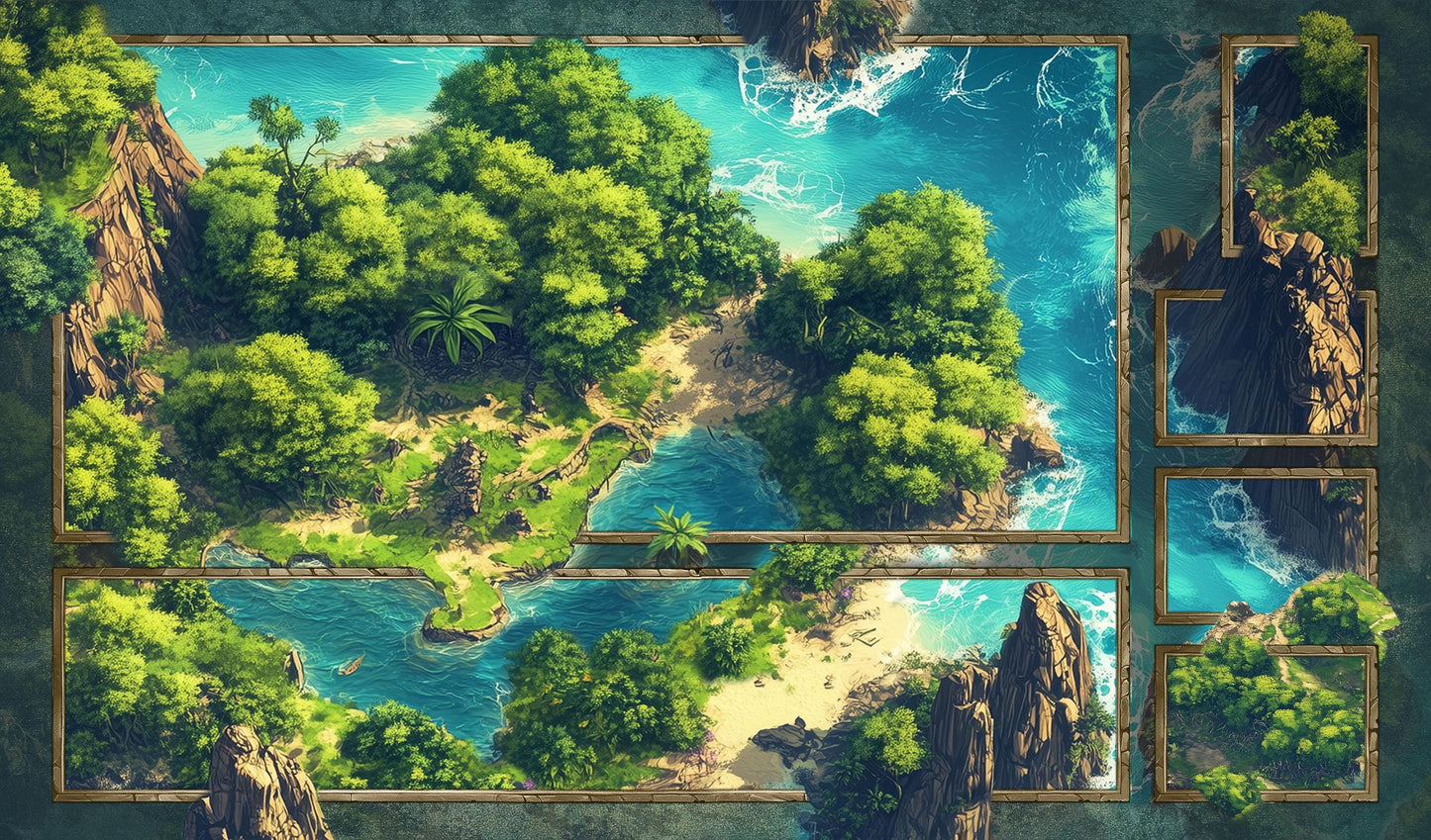 Zoned Island - 24"x14" - Zoned Playmat MTG - Board Game Mat for TCG - Premium Desk Mat for Card Game Players and Gaming