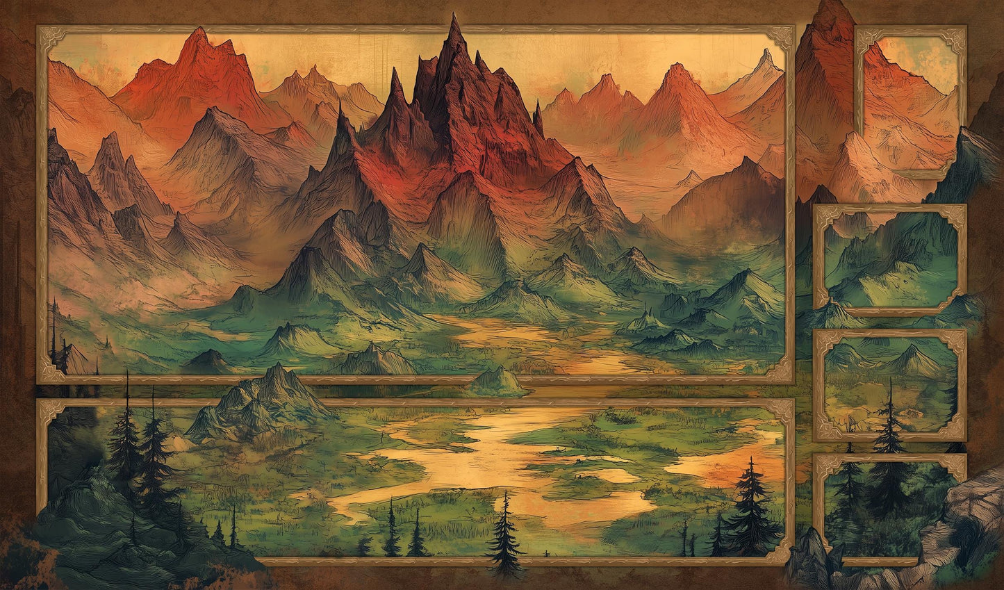 Zoned Mountain - 24"x14" - Zoned Playmat MTG - Board Game Mat for TCG - Premium Desk Mat for Card Game Players and Gaming