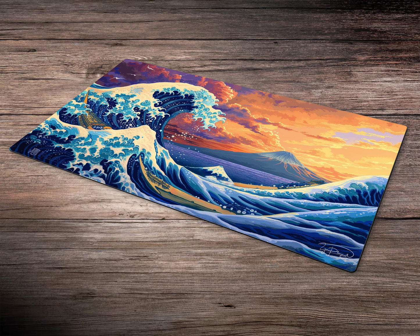 Fujiyama Sunset Wave Fantasy Yu-Gi-Oh! Playmat - 24"x14" TCG OCG Board Game Mat Gift - Premium Desk Mat for Card Game Players and Gaming