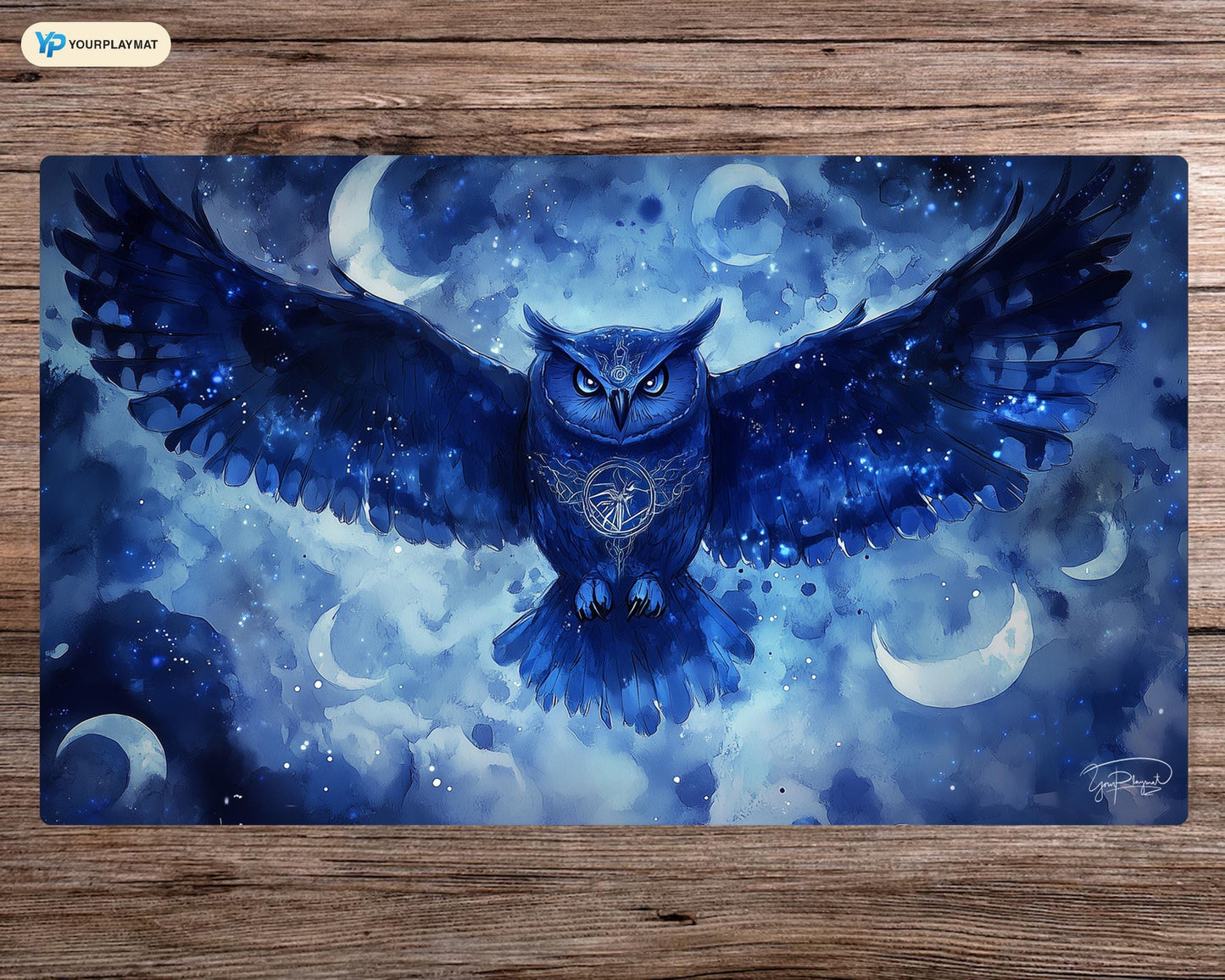 Owlshade Enchanter: Bloomburrow Tarot Card Style Play Mat With Zones, Personalized Table Game Accessories, Magic Gift For Tcg Geek
