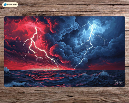 Izzet Red and Blue Guild Yu-Gi-Oh! Playmat - Board Game Mat for TCG, Personalized Table Game Accessories