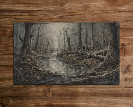 Decaying Swamp lands - MTG Playmat - 24 x 14 inches - MTG Gifts - Magic The Gathering Gifts - Stitched Playmat
