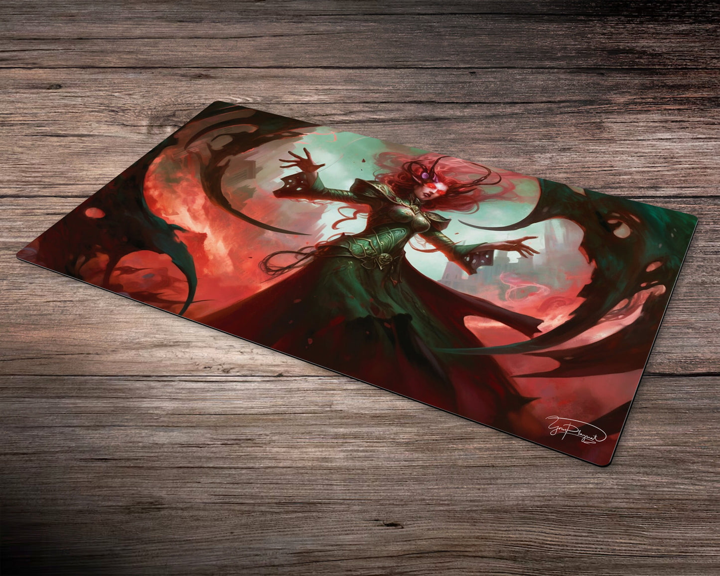 Emerald Inferno - MTG Spielmatte - 24 x 14 inches - MTG Geschenke - MTG Zubehör - Magie Tischmatte