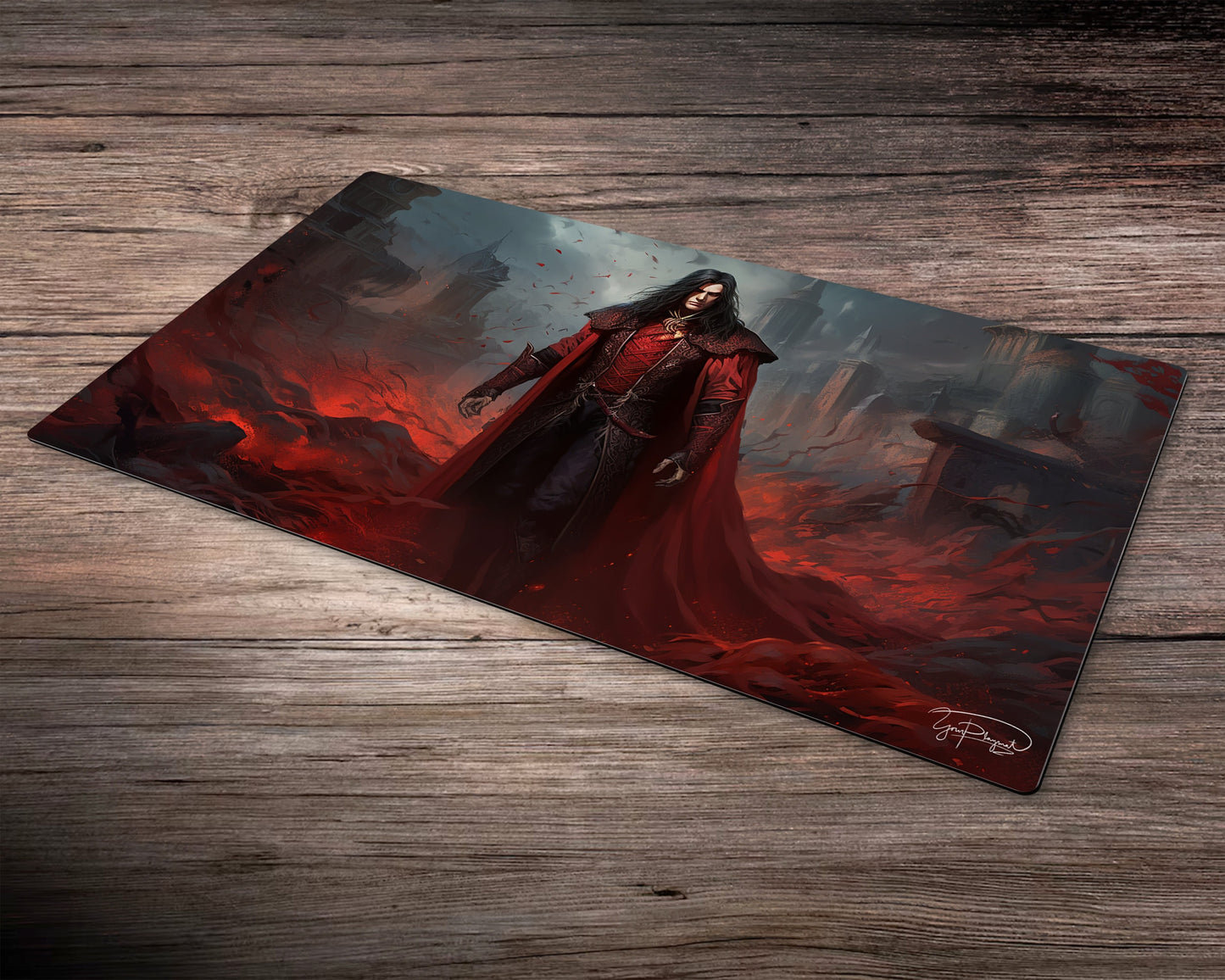Crimson Cloaked Avenger - MTG Spielmatte - 24 x 14 inches - MTG Geschenke - MTG Zubehör - Magie Tischmatte