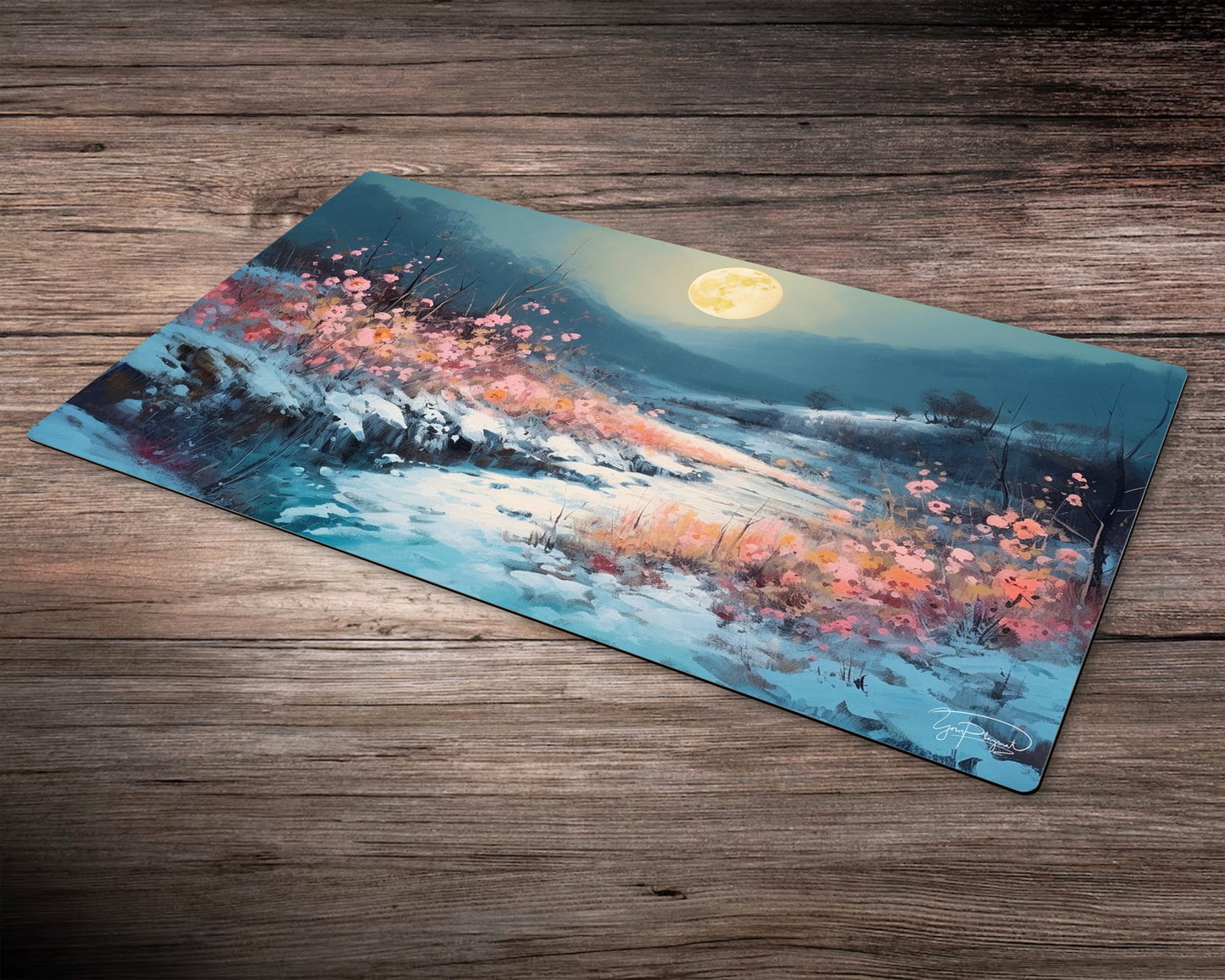 Snowy Nocturne Land - MTG Spielmatte - 24 x 14 inches - MTG Geschenke - MTG Zubehör - Magie Tischmatte