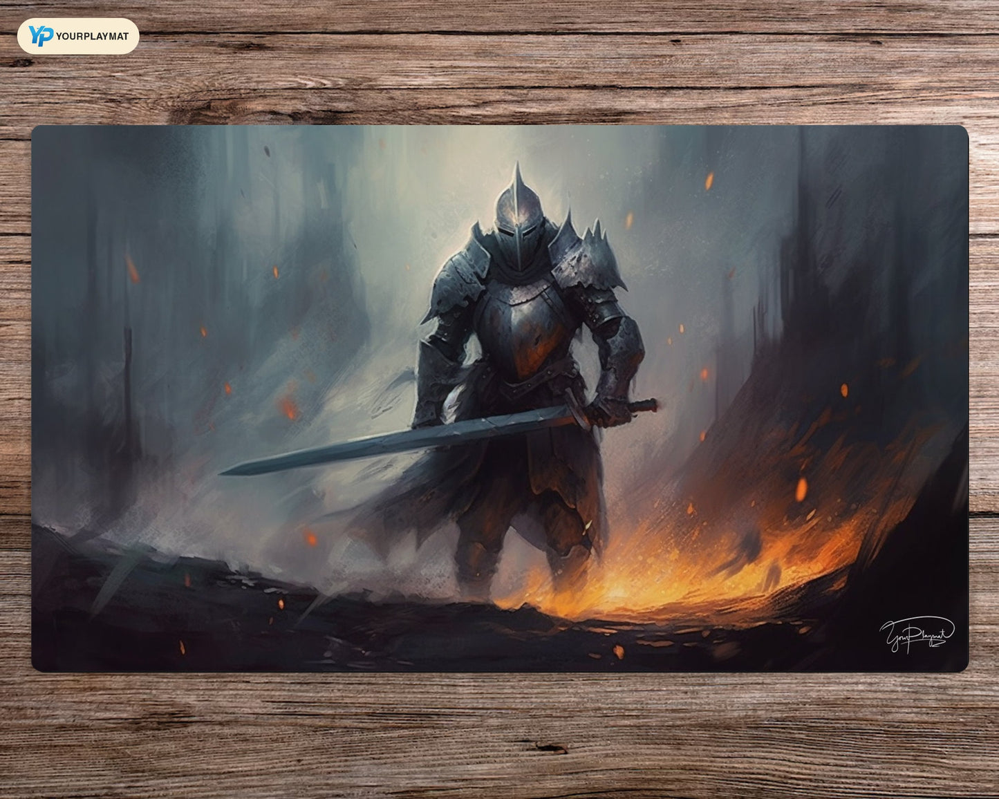 Charred Crusader  - MTG Spielmatte - 24 x 14 inches - MTG Geschenke - MTG Zubehör - Magie Tischmatte