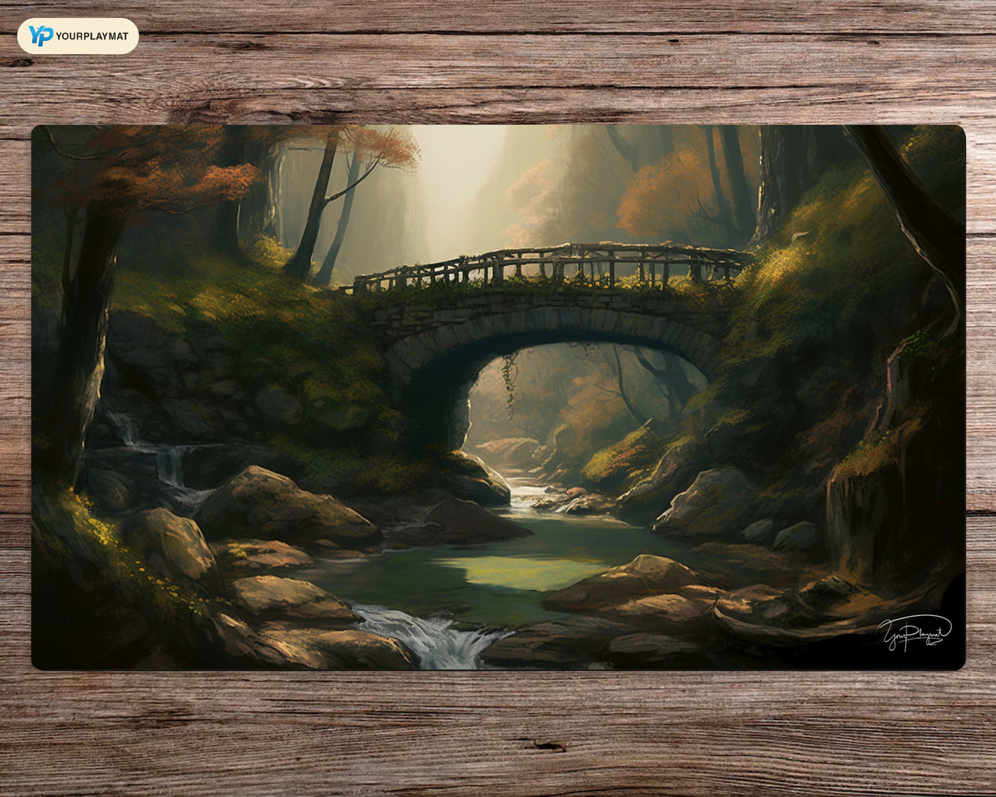 Enchanted Bridge of the Verdant Forest - MTG Spielmatte - 24 x 14 inches - MTG Geschenke - MTG Zubehör - Magie Tischmatte
