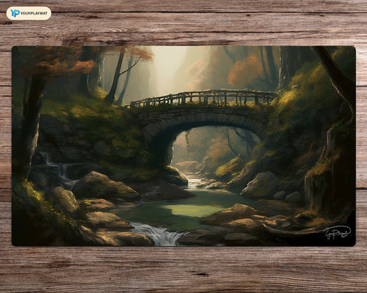 Enchanted Bridge of the Verdant Forest - MTG Spielmatte - 24 x 14 inches - MTG Geschenke - MTG Zubehör - Magie Tischmatte