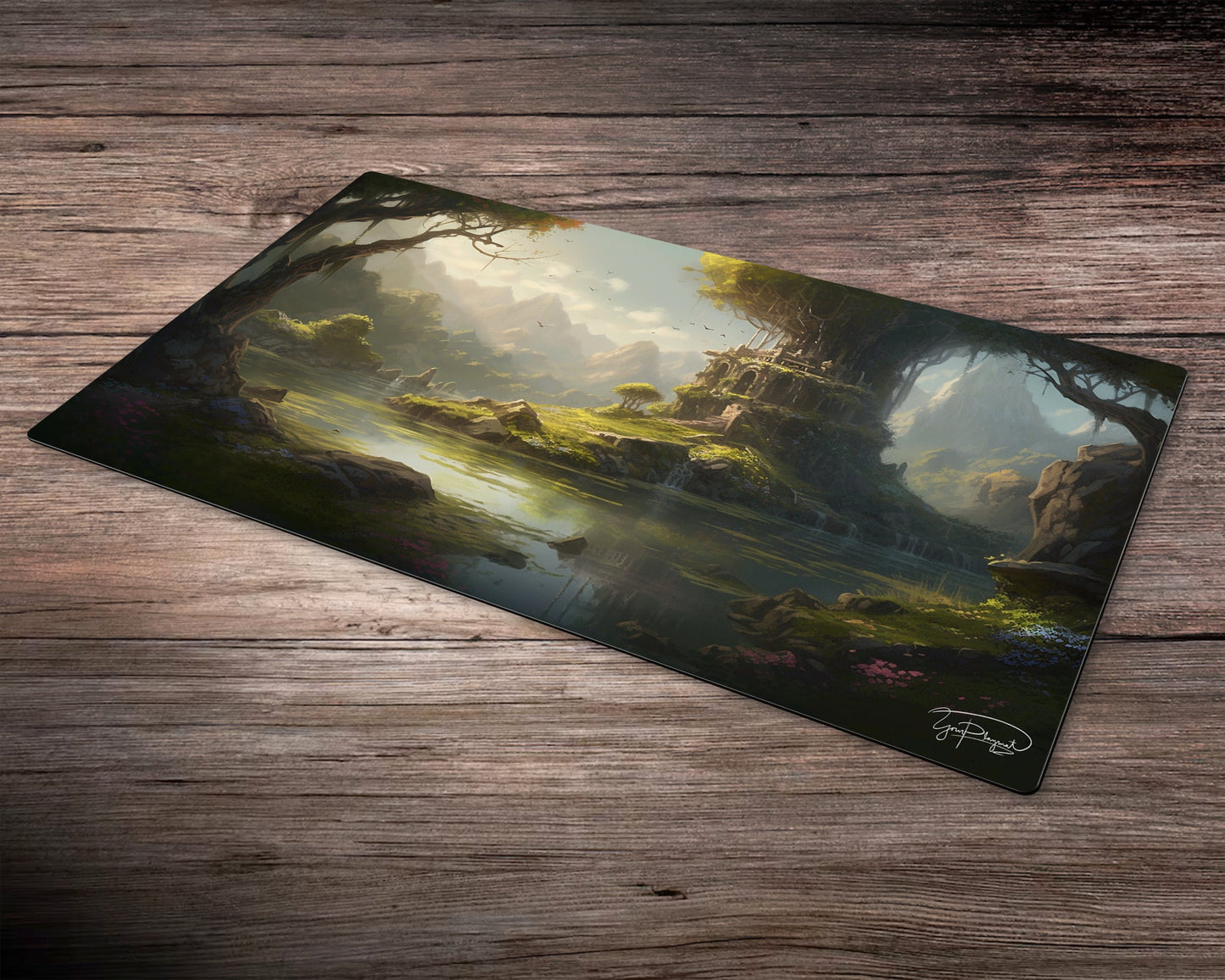 Majestic Forest Trees of Tranquil Waters - MTG Spielmatte - 24 x 14 inches - MTG Geschenke - MTG Zubehör - Magie Tischmatte