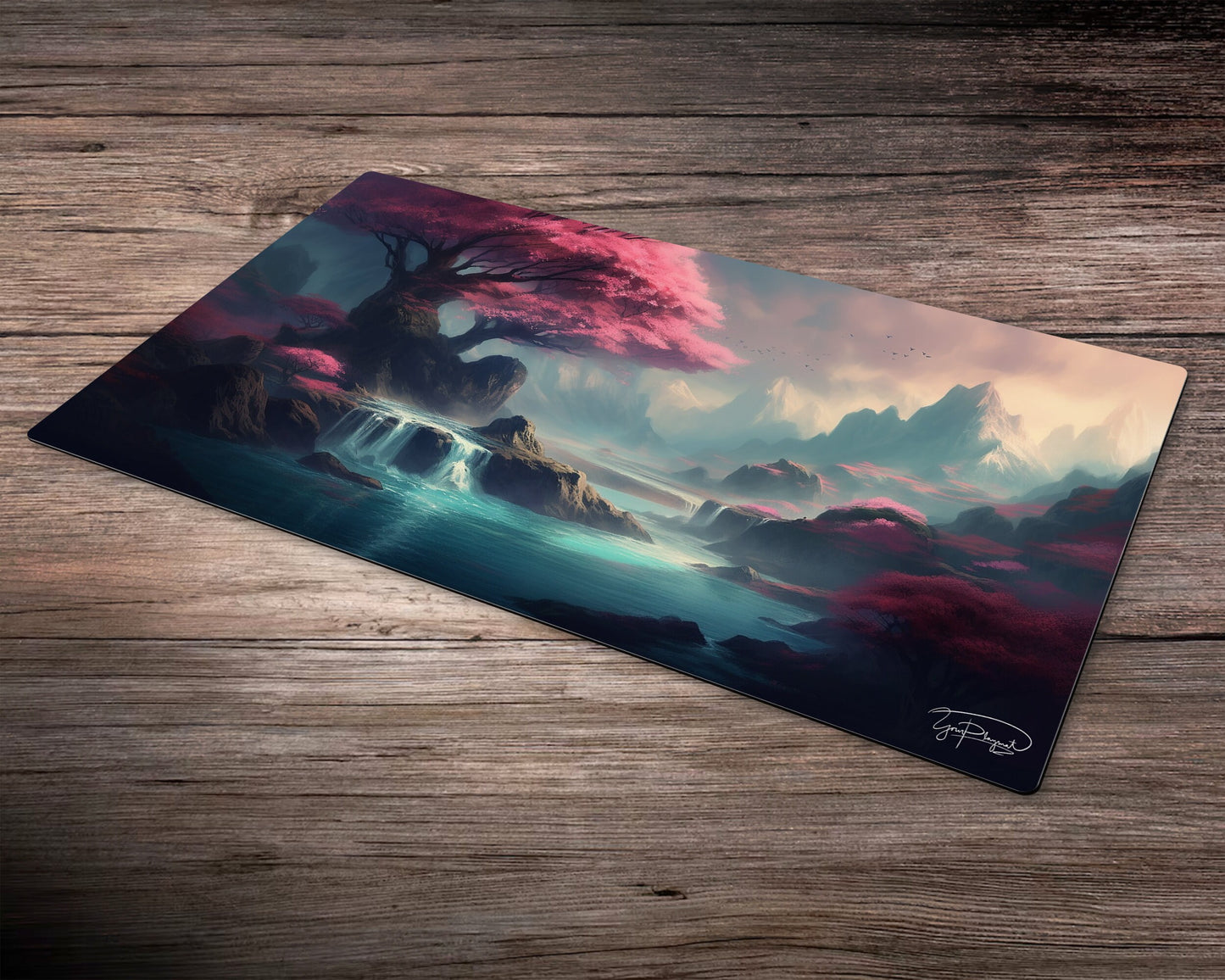 Mystical Island of Cherry Blossom - MTG Spielmatte - 24 x 14 inches - MTG Geschenke - MTG Zubehör - Magie Tischmatte