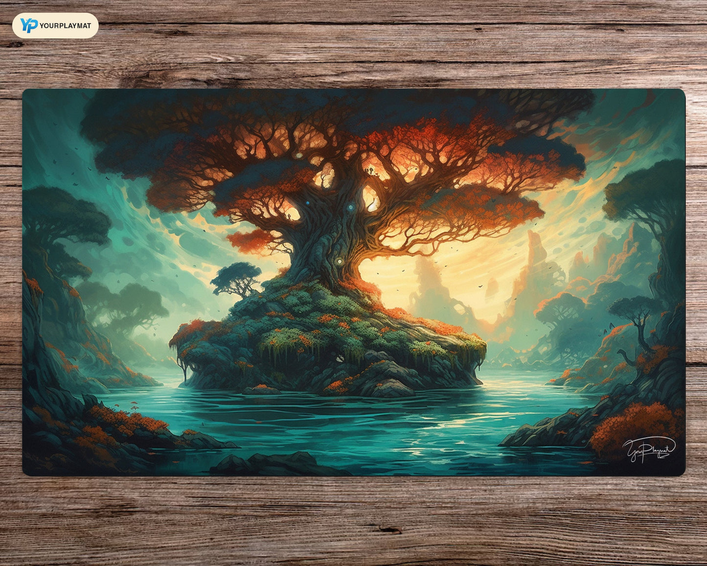 Island Arboreal Realm - MTG Spielmatte - 24 x 14 inches - MTG Geschenke - MTG Zubehör - Magie Tischmatte