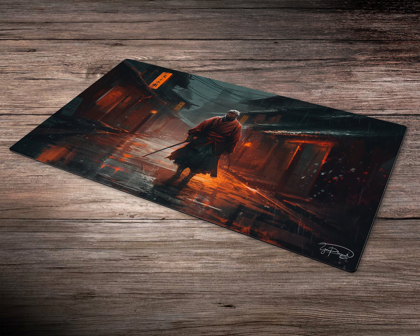 Street Samurai Showdown - MTG Spielmatte - 24 x 14 inches - MTG Geschenke - MTG Zubehör - Magie Tischmatte