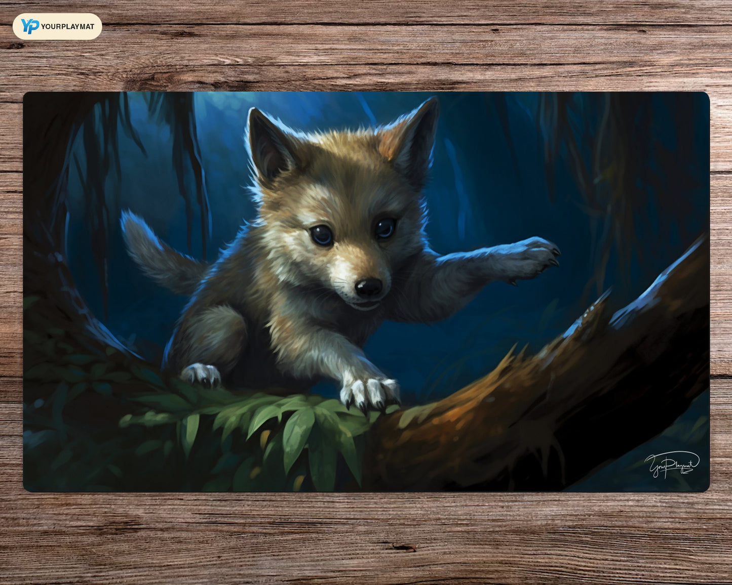 Wolf Pup Vigilance  - MTG Spielmatte - 24 x 14 inches - MTG Geschenke - MTG Zubehör - Magie Tischmatte