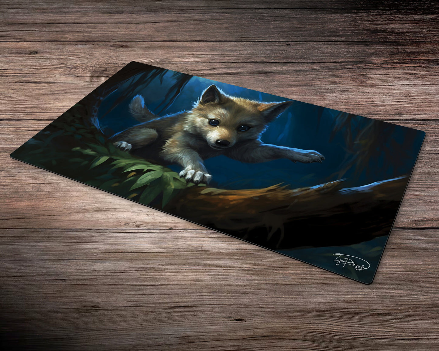 Wolf Pup Vigilance  - MTG Spielmatte - 24 x 14 inches - MTG Geschenke - MTG Zubehör - Magie Tischmatte