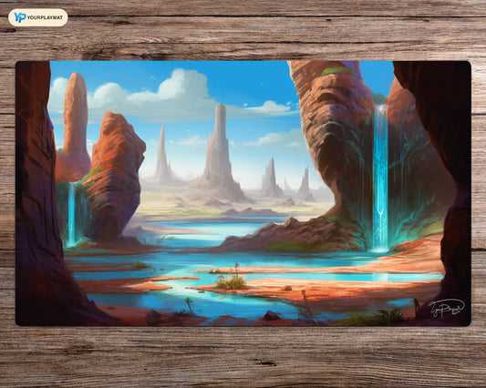 Island of Rocks and Water - MTG Spielmatte - 24 x 14 inches - MTG Geschenke - MTG Zubehör - Magie Tischmatte