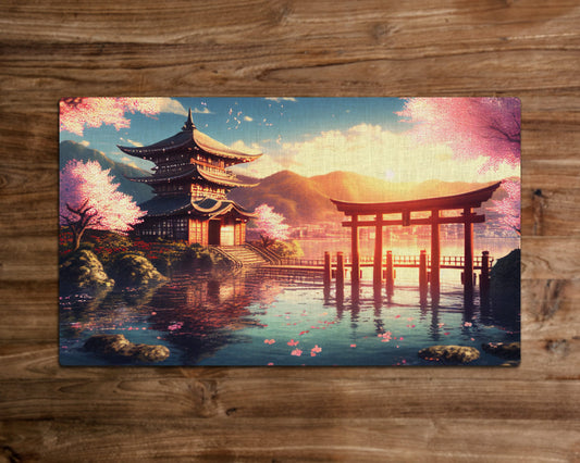 Dreams of the Cherry Blossom - MTG Playmat - 24 x 14 inches - MTG Gifts - Magic The Gathering Gifts - Stitched Playmat