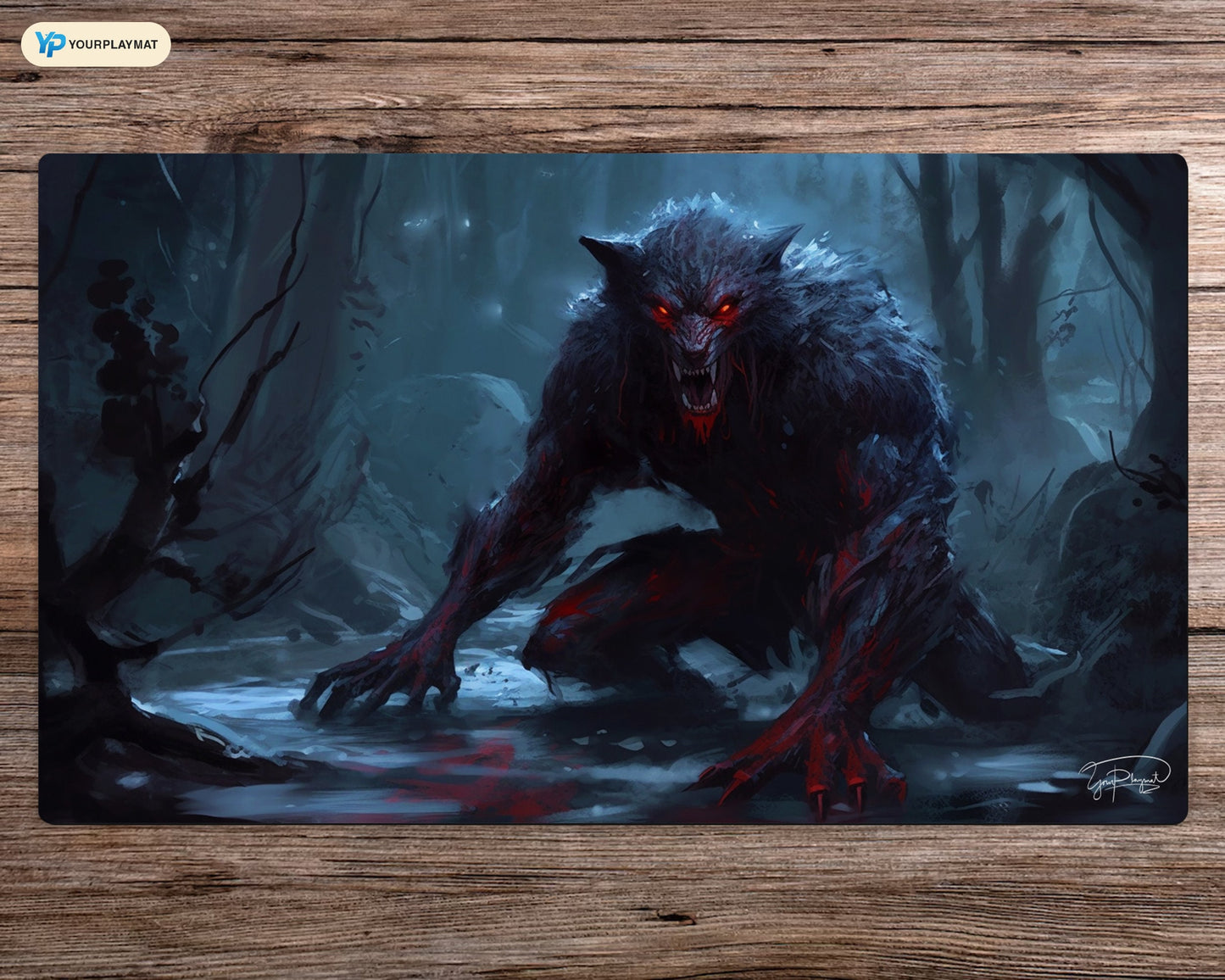 Bloodstained Fangs - MTG Spielmatte - 24 x 14 inches - MTG Geschenke - MTG Zubehör - Magie Tischmatte