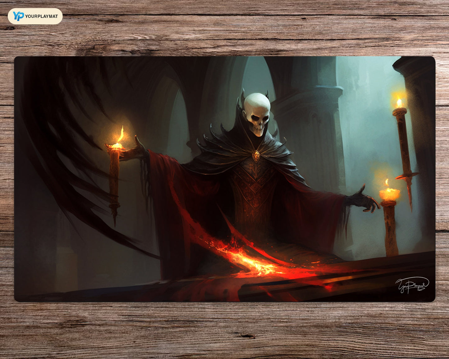 Candlelit Demon  - MTG Spielmatte - 24 x 14 inches - MTG Geschenke - MTG Zubehör - Magie Tischmatte