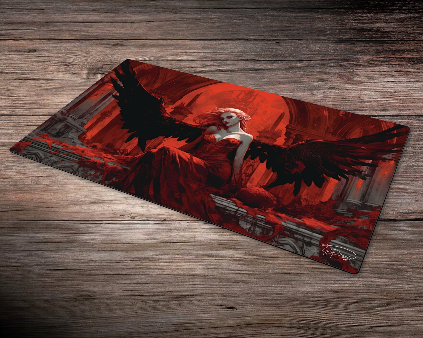 Red Stained Wings - MTG Spielmatte - 24 x 14 inches - MTG Geschenke - MTG Zubehör - Magie Tischmatte