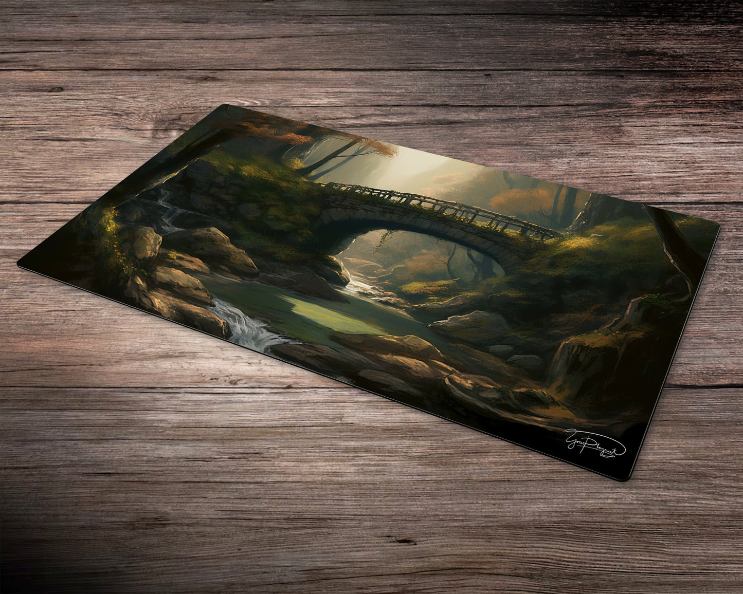 Enchanted Bridge of the Verdant Forest - MTG Spielmatte - 24 x 14 inches - MTG Geschenke - MTG Zubehör - Magie Tischmatte