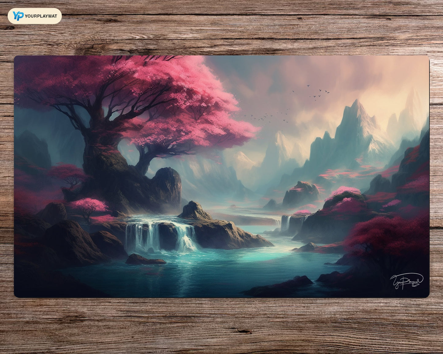 Mystical Island of Cherry Blossom - MTG Spielmatte - 24 x 14 inches - MTG Geschenke - MTG Zubehör - Magie Tischmatte
