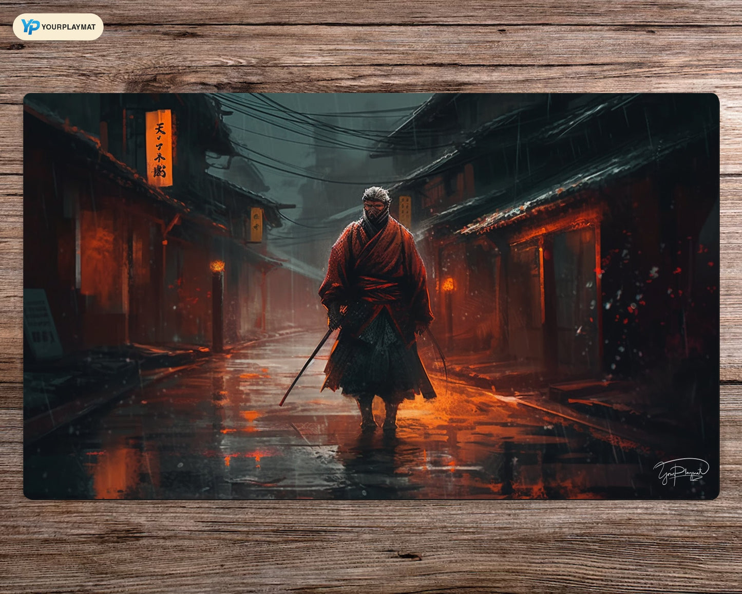 Street Samurai Showdown - MTG Spielmatte - 24 x 14 inches - MTG Geschenke - MTG Zubehör - Magie Tischmatte