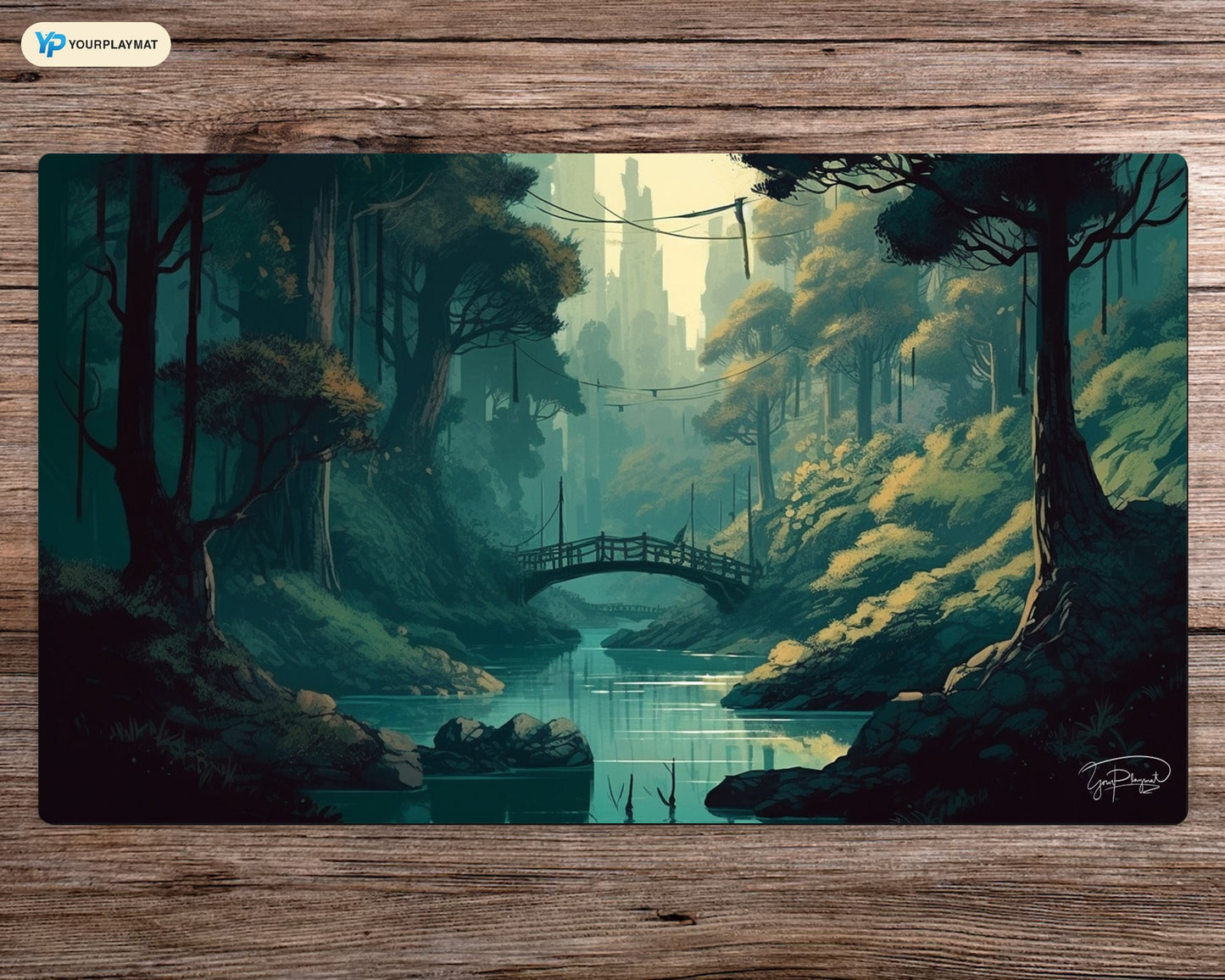 Tranquil Waters of the Forest - MTG Spielmatte - 24 x 14 inches - MTG Geschenke - MTG Zubehör - Magie Tischmatte