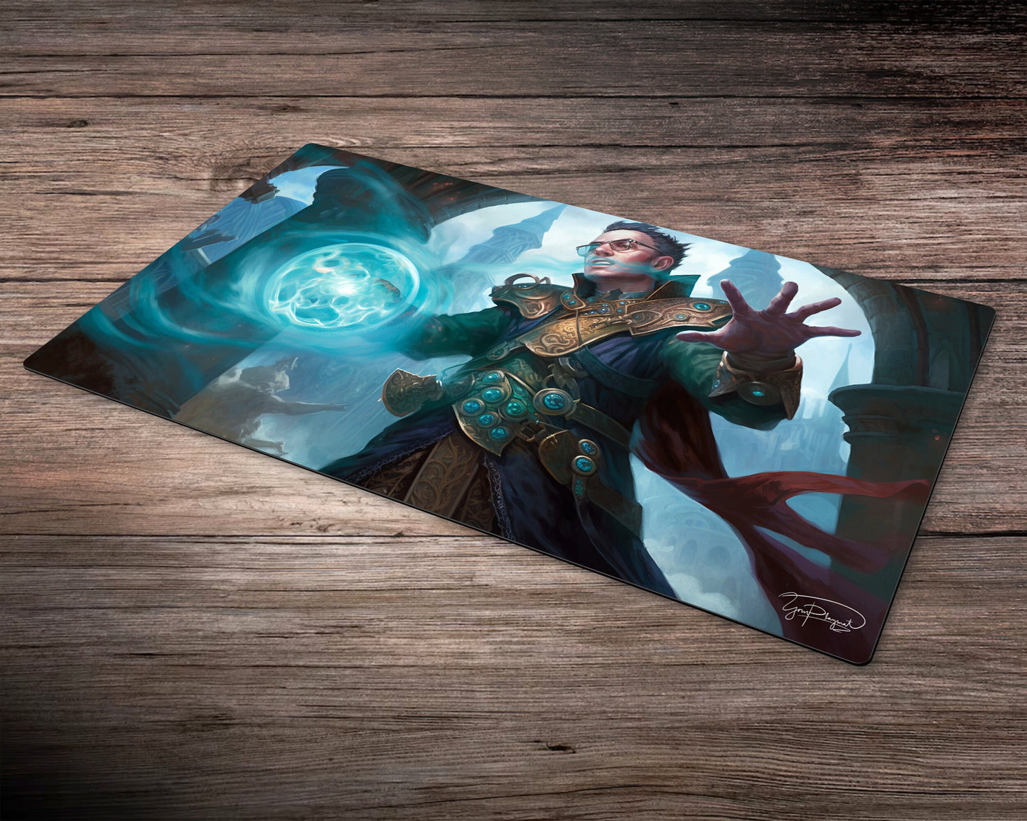 Mastery of Blue Wizard's Optic Art  - MTG Spielmatte - 24 x 14 inches - MTG Geschenke - MTG Zubehör - Magie Tischmatte