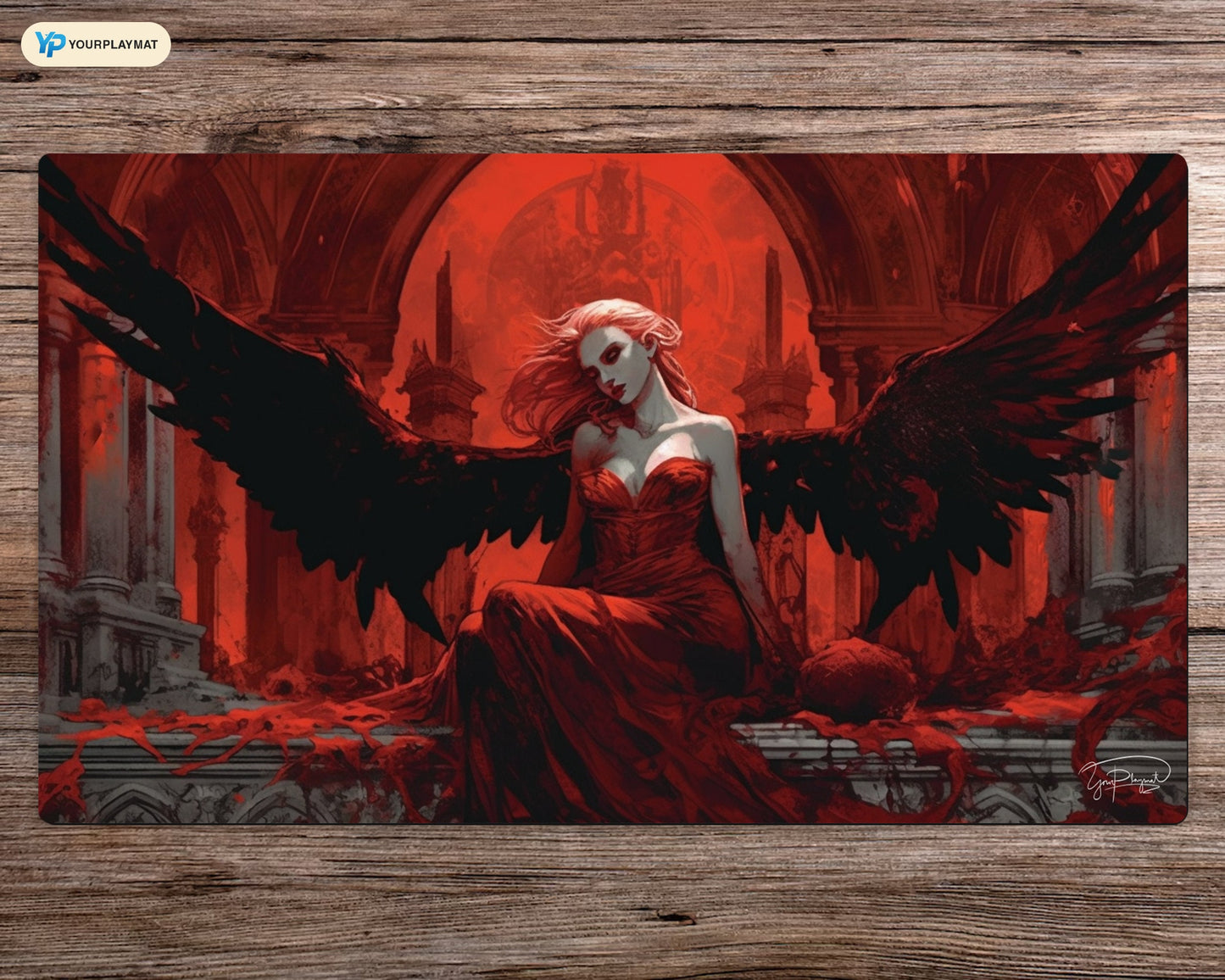 Red Stained Wings - MTG Spielmatte - 24 x 14 inches - MTG Geschenke - MTG Zubehör - Magie Tischmatte