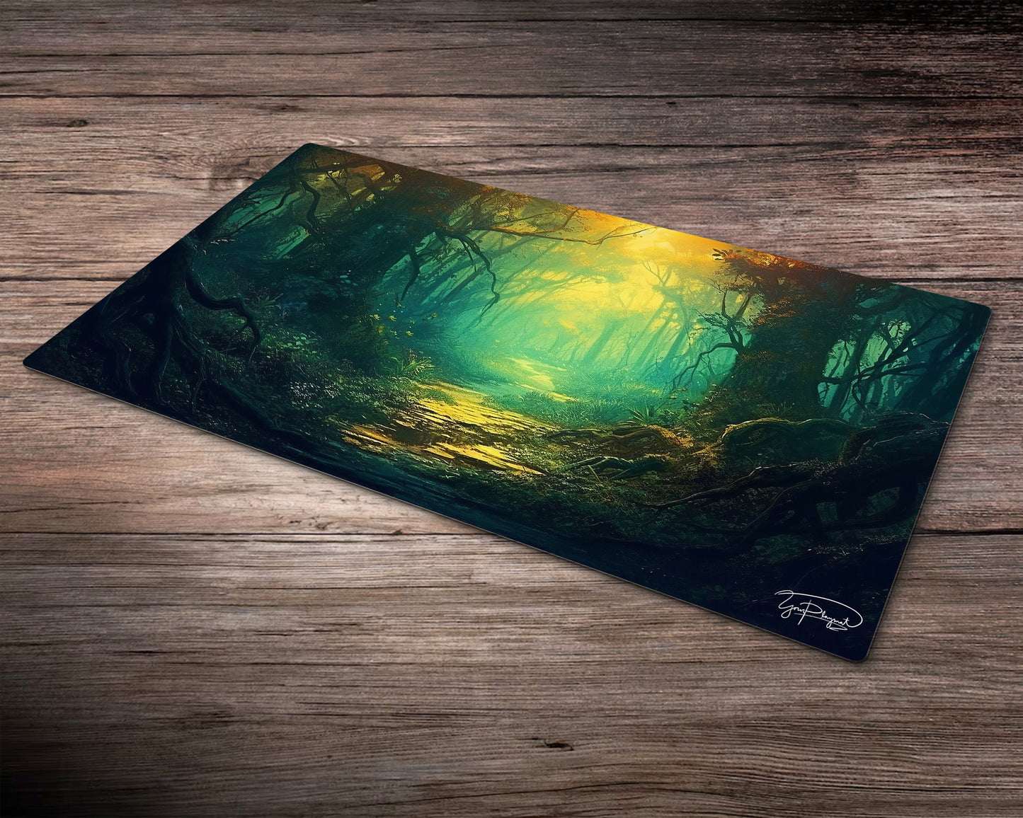 Phantasmal Green Forest - MTG Spielmatte - 24 x 14 inches - MTG Geschenke - MTG Zubehör - Magie Tischmatte