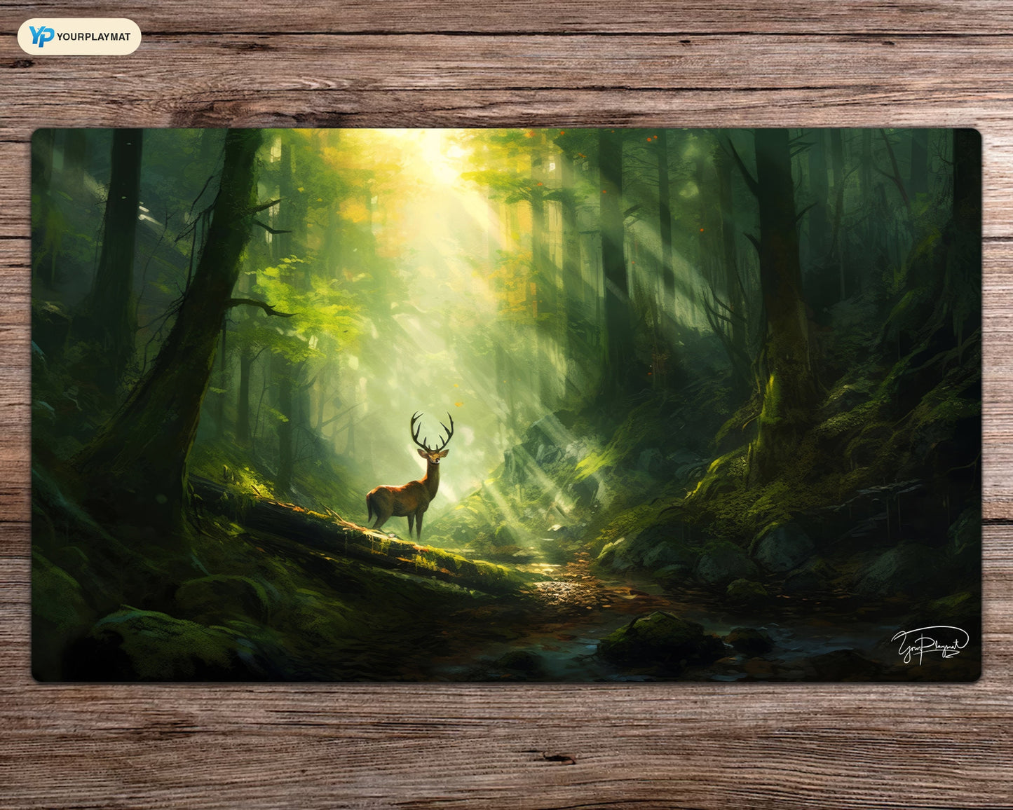 The Sentinel's Forest Domain - MTG Spielmatte - 24 x 14 inches - MTG Geschenke - MTG Zubehör - Magie Tischmatte - Stitched Playmat