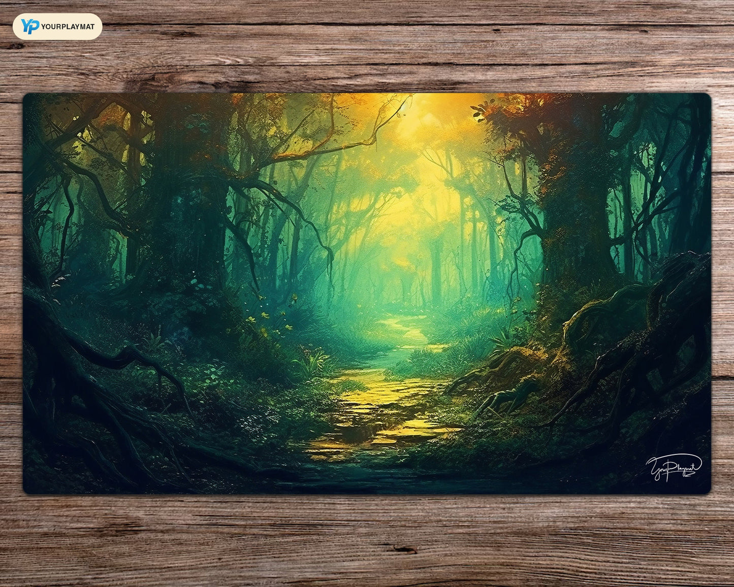 Phantasmal Green Forest - MTG Spielmatte - 24 x 14 inches - MTG Geschenke - MTG Zubehör - Magie Tischmatte