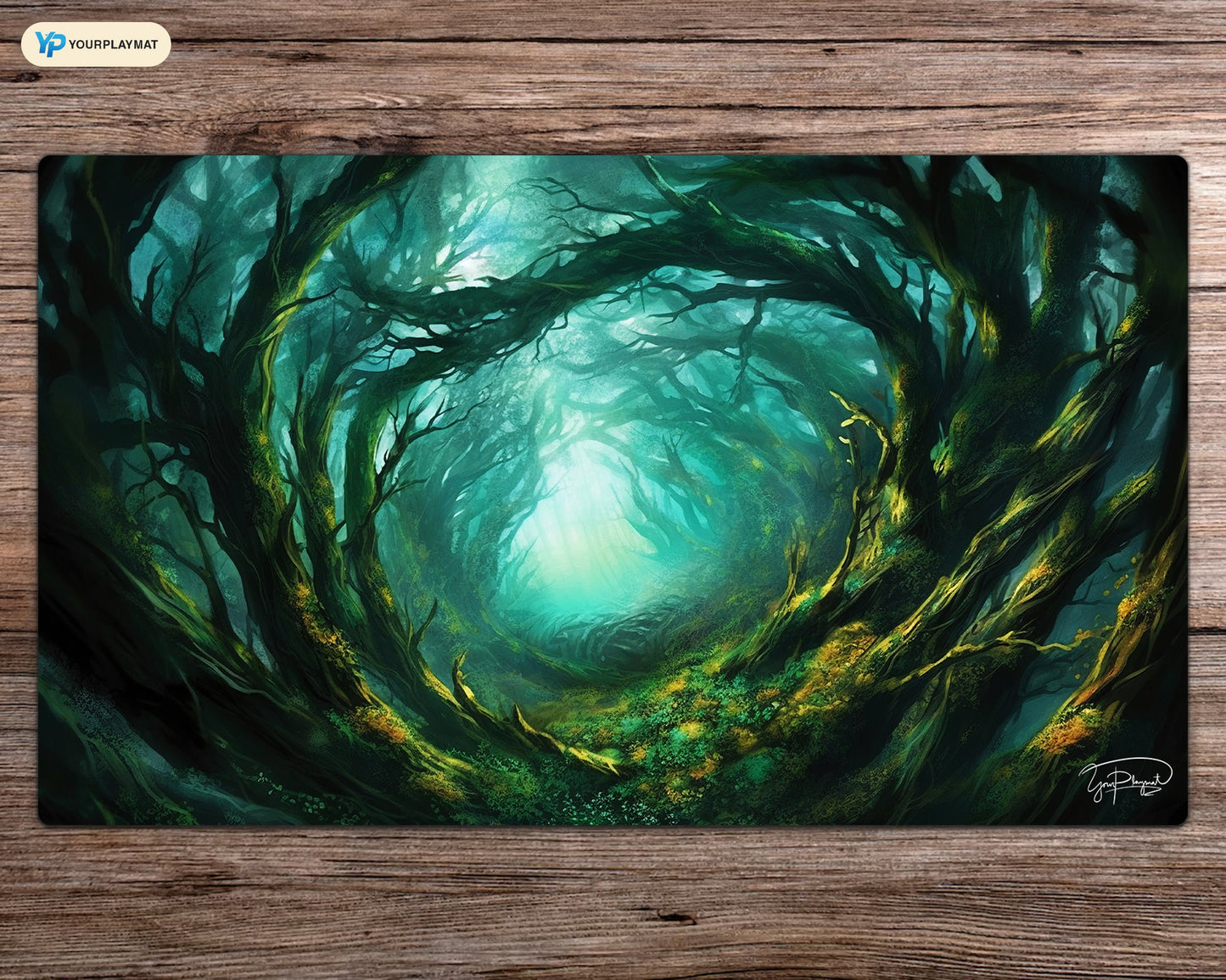 Tangled Forest  - MTG Spielmatte - 24 x 14 inches - MTG Geschenke - MTG Zubehör - Magie Tischmatte - Stitched Mat - Stitched Playmat