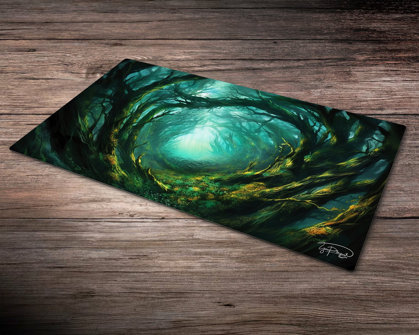 Tangled Forest  - MTG Spielmatte - 24 x 14 inches - MTG Geschenke - MTG Zubehör - Magie Tischmatte - Stitched Mat - Stitched Playmat